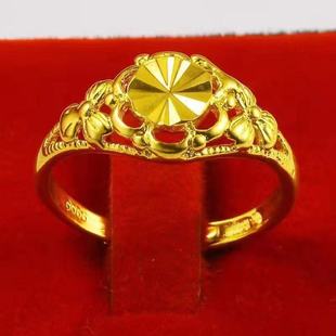 越南沙金新款戒指女沙金色不掉色活口情侣男款结婚首饰花朵送人