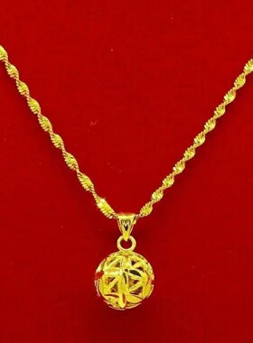 新款绣球金色水波锁骨链