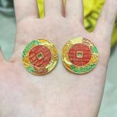 新款 烧蓝山鬼花钱币工艺品珐琅彩山鬼工艺品山 时尚