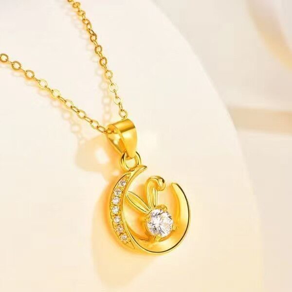 新款月兔守望金色O字链女款简约经典兔子项链时尚吊坠礼品送女友