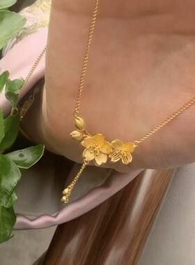 双生花朵项链女款高级简约