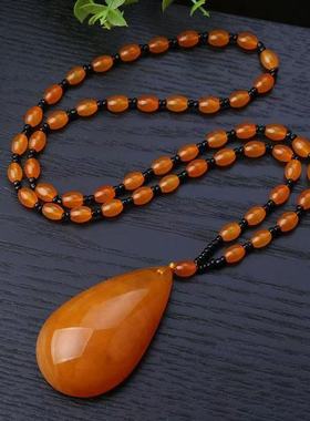 越南正品桔黄蜜蜡水滴吊坠