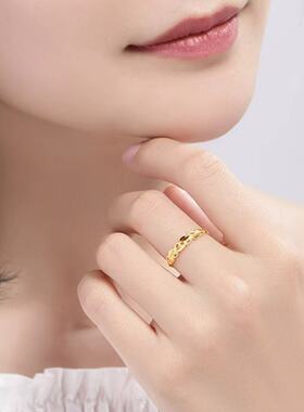 心心相印金色爱心戒指