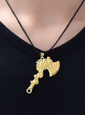 盘龙斧头金色水波链男士项链
