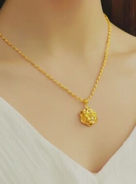 新款金色玫瑰O字锁骨链