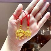 万人抢纯真沙金吊坠女款 平安如意锁平安长命锁挂坠不掉色宝宝礼物