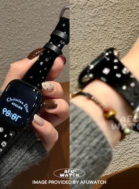 【新年绒面雪花】适用s11苹果表带秋冬女10高级感SE创意百搭9质感