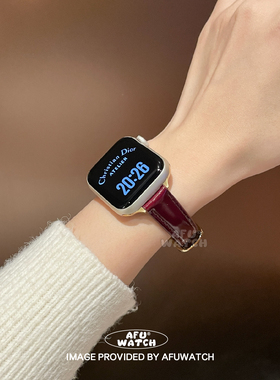 【复古油亮面】适用iWatchS11苹果S11手表se表带高级感10百搭秋冬