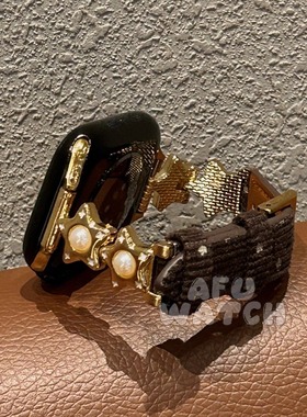 【星星灯芯绒】适用苹果手表s11表带iWatch10个性se复古创意9秋冬