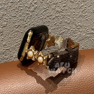 se复古创意9秋冬 适用苹果手表s11表带iWatch10个性 星星灯芯绒