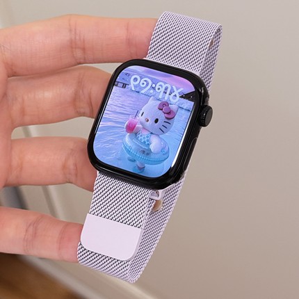 适用于iwatchS11/10苹果表带新款夏天浅色百搭米兰尼斯金属强磁吸