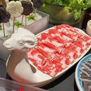 火锅店创意密胺羊肉卷摆盘干冰餐具额尔敦涮肉特色冰盘毛肚专用盘
