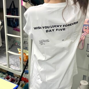 美式白色圆领短袖t恤女大童2026新款夏初中高中学生宽松半袖上衣