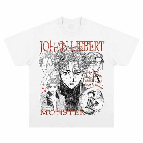 约翰李贝特印花复古男女宽松二次元怪物monster动漫短袖t恤纯棉潮