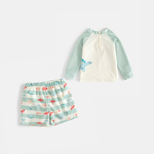 防晒游泳衣小童速干分体泳装 儿童长袖 潮 2025新款 男童海边泳衣夏季