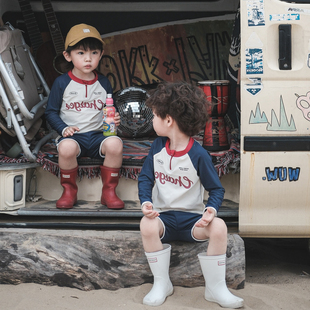 儿童速干长袖防晒泳衣夏季男童女童专业训练游泳衣服男孩泳装短裤