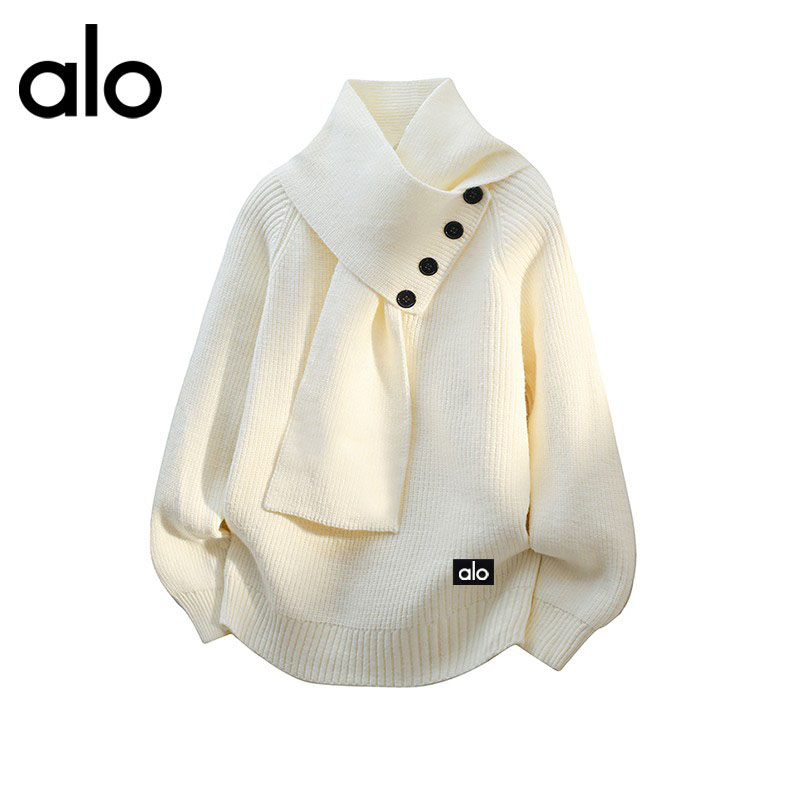 官方奥特莱斯】alo潮牌 ins日系潮牌围巾领针织衫秋冬季毛衣男