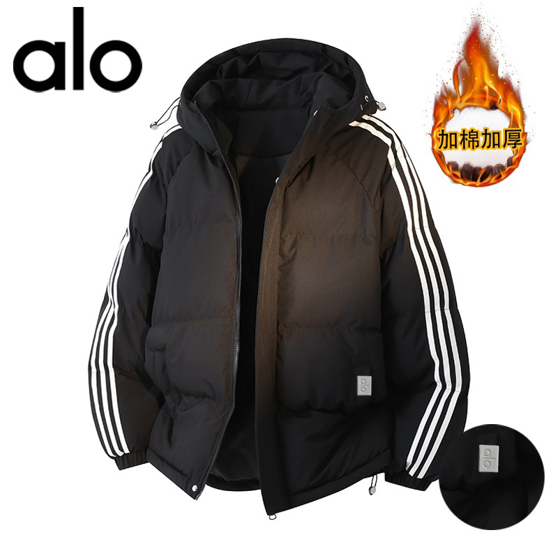 官方奥特莱斯】品牌折扣 冬季三条线加厚保暖棉衣连帽休闲男外套