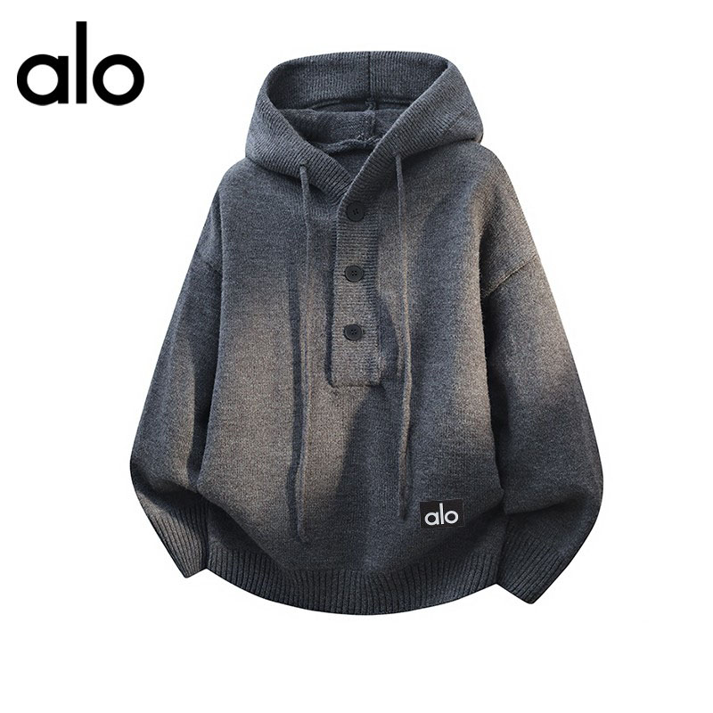 官方奥特莱斯】alo潮牌 情侣秋冬季连帽毛衣男宽松休闲针织衫卫衣