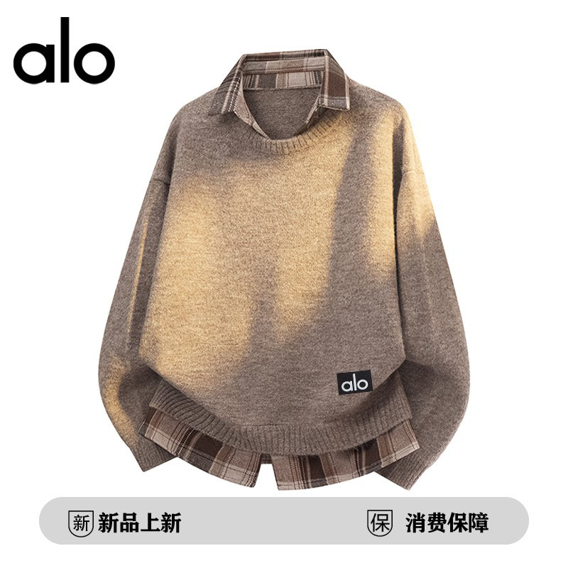 官方奥特莱斯】品牌折扣 情侣假两件毛衣秋冬季休闲针织打底衫