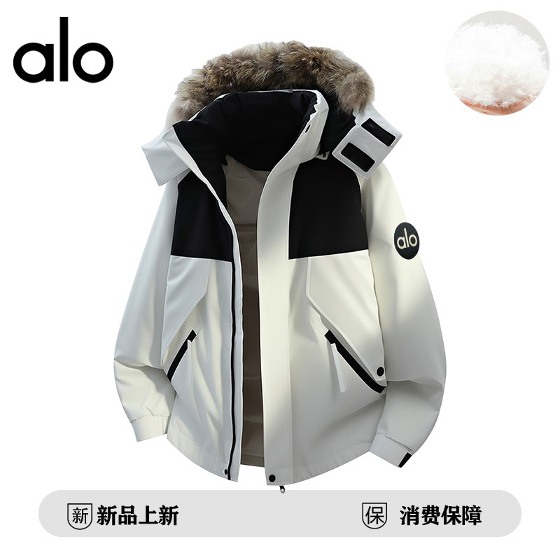 官方奥特莱斯】品牌折扣 情侣冬季羽绒服男毛领90白鸭绒夹克外套