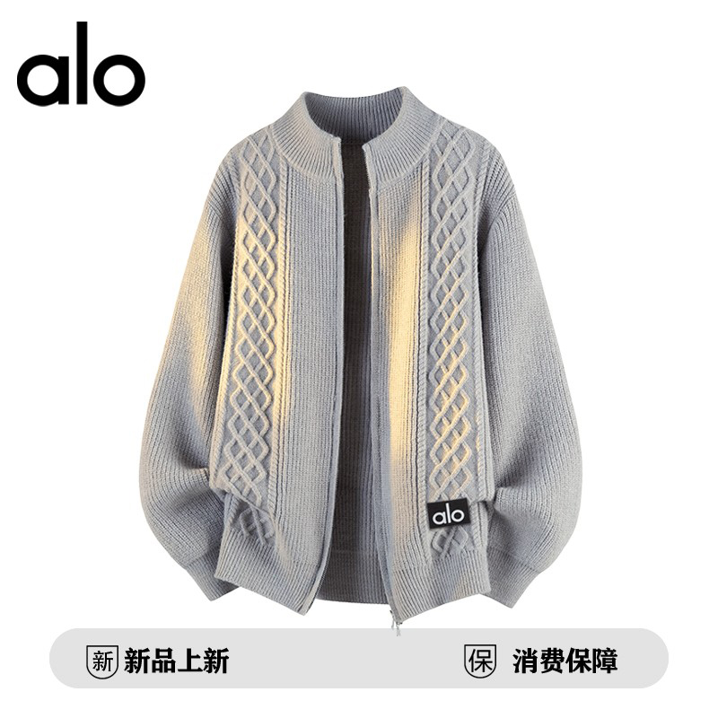 官方奥特莱斯】品牌折扣 秋冬季立领开衫毛衣休闲宽松针织衫外套