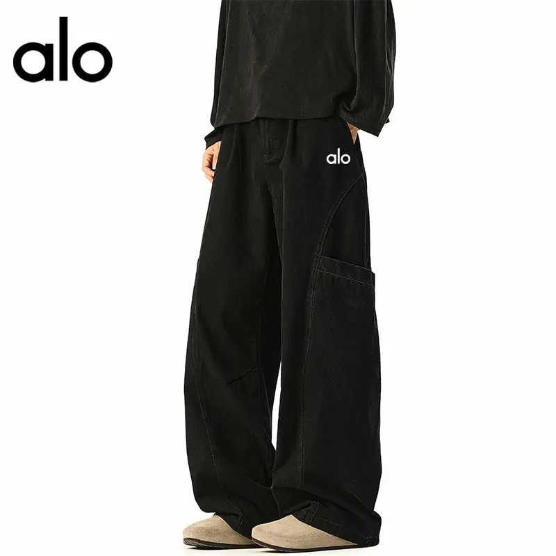 官方奥特莱斯】品牌折扣 秋季纯棉系带阔腿裤显高设计感弯刀裤男