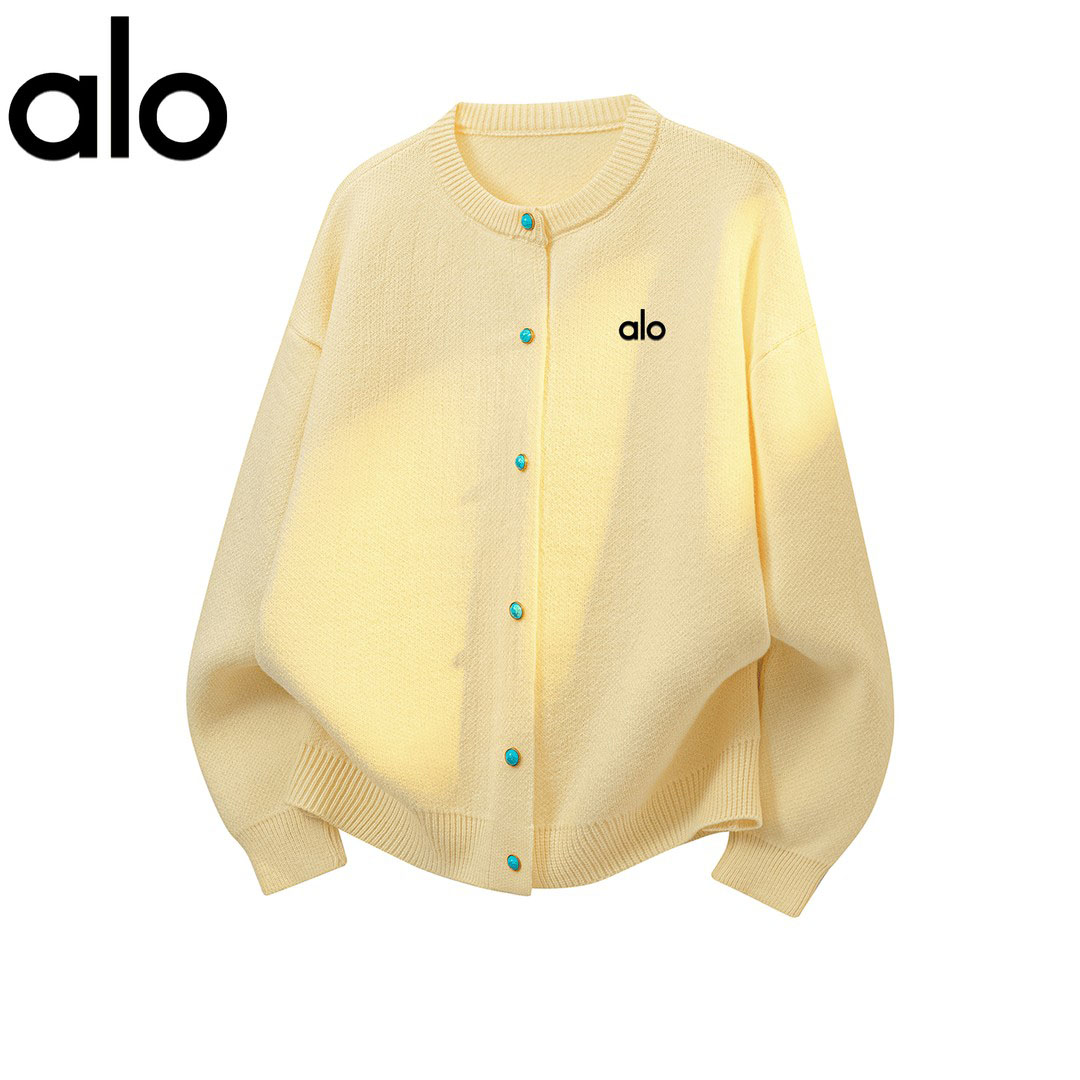 官方奥特莱斯】alo潮牌 美式街头休闲圆领针织开衫男女百搭毛衣