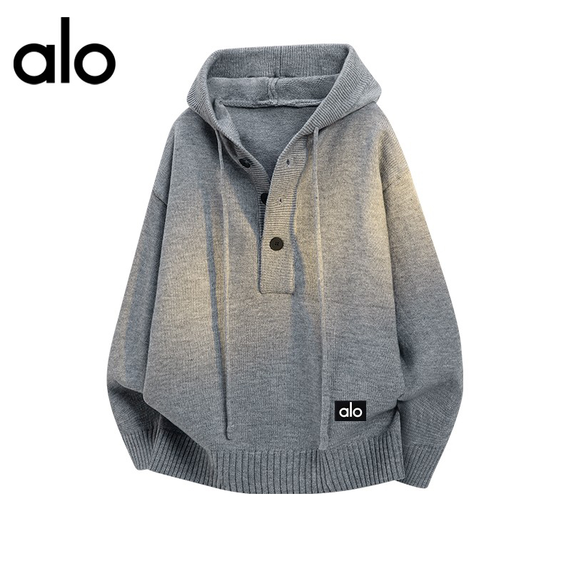 官方奥特莱斯】alo潮牌 秋冬季简约连帽套头保暖毛衣休闲情侣外套