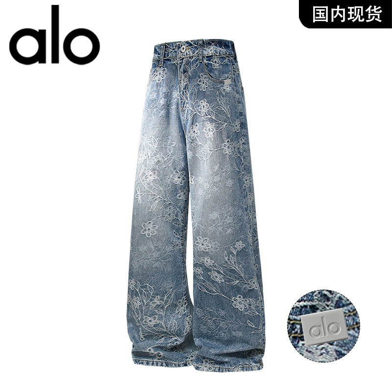 官方奥特莱斯品牌折扣2026年春季男士高街复古提花牛仔宽松长裤