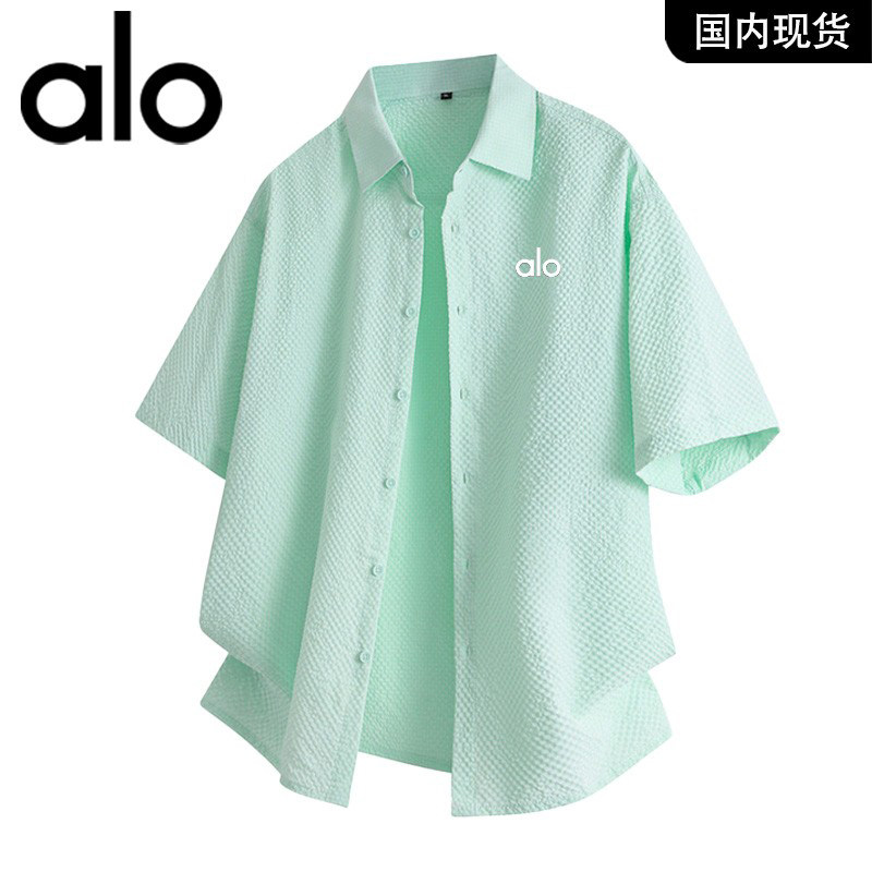 官方奥特莱斯品牌折扣 情侣夏季新款港风INS短袖衬衫男休闲衬衣