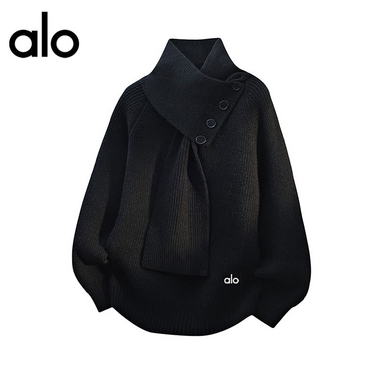 官方奥特莱斯】alo潮牌 秋冬季围巾领针织衫ins日系休闲毛衣男