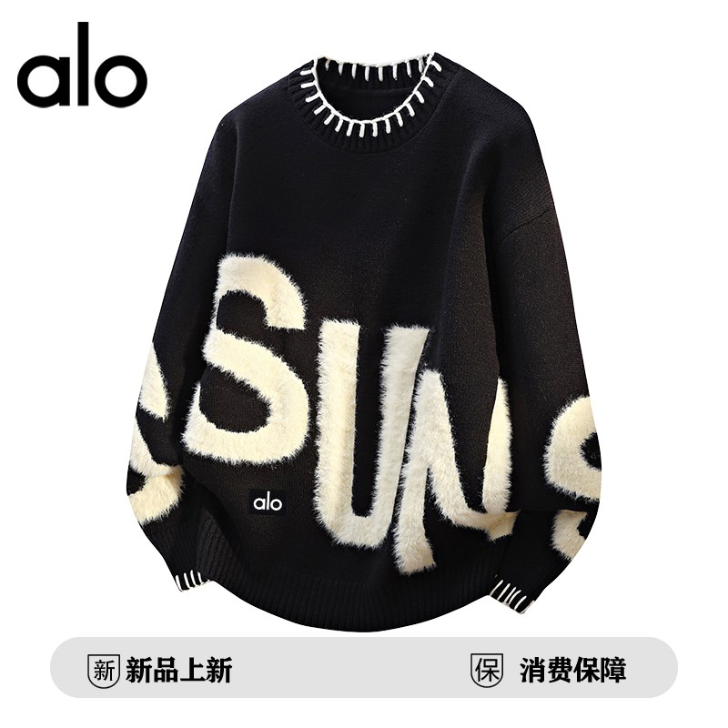 官方奥特莱斯】品牌折扣情侣提花毛衣男女秋冬季休闲针织打底衫潮