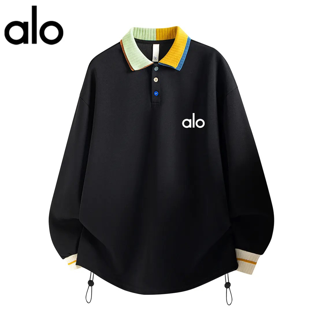 官方奥特莱斯】美式翻领假两件针织卫衣男女款秋季百搭撞色上衣