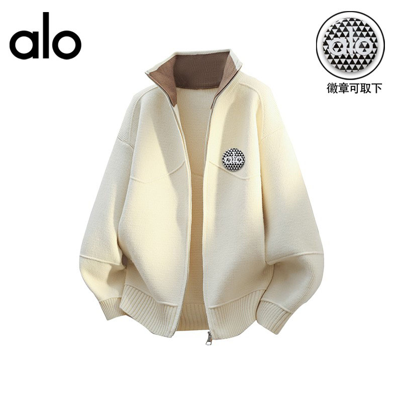 官方奥特莱斯】alo潮牌 开衫毛衣外套男士秋季高端线衣针织衫百搭