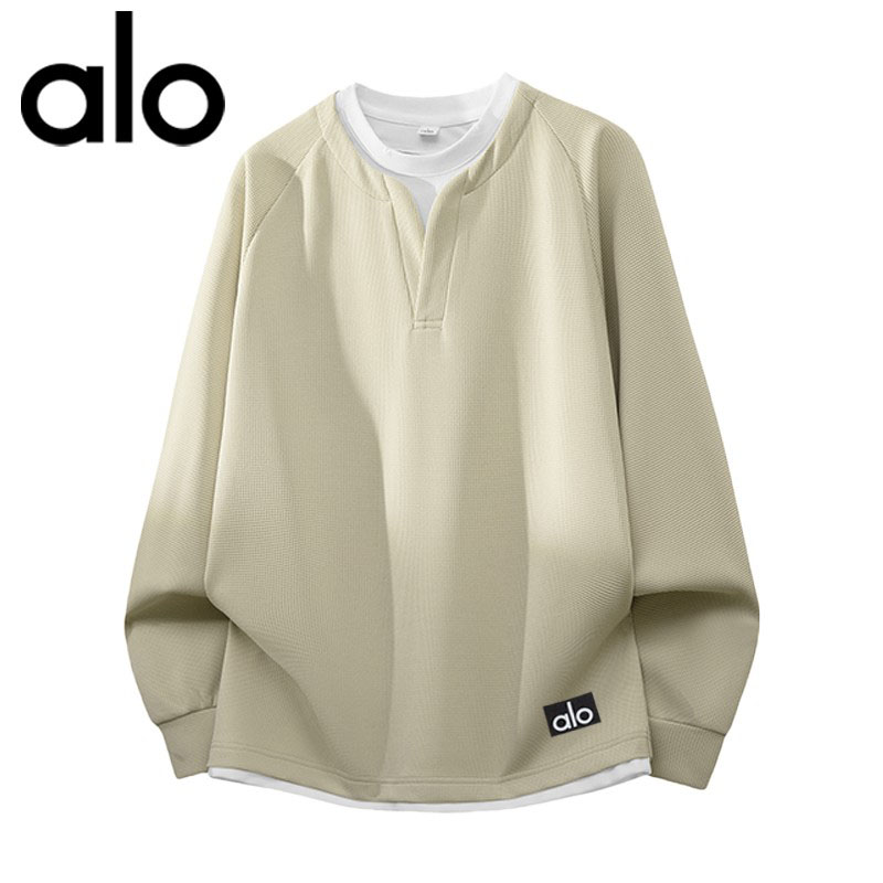 官方奥特莱斯】品牌折扣 秋冬季圆领假两件加绒保暖休闲男士卫衣