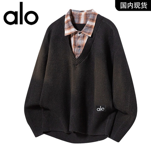 官方奥特莱斯品牌折扣 秋冬季假两件衬衫领毛衣男女针织打底衫