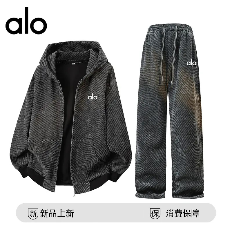 官方奥特莱斯】品牌折扣 秋季连帽休闲套装潮流宽松两件套男