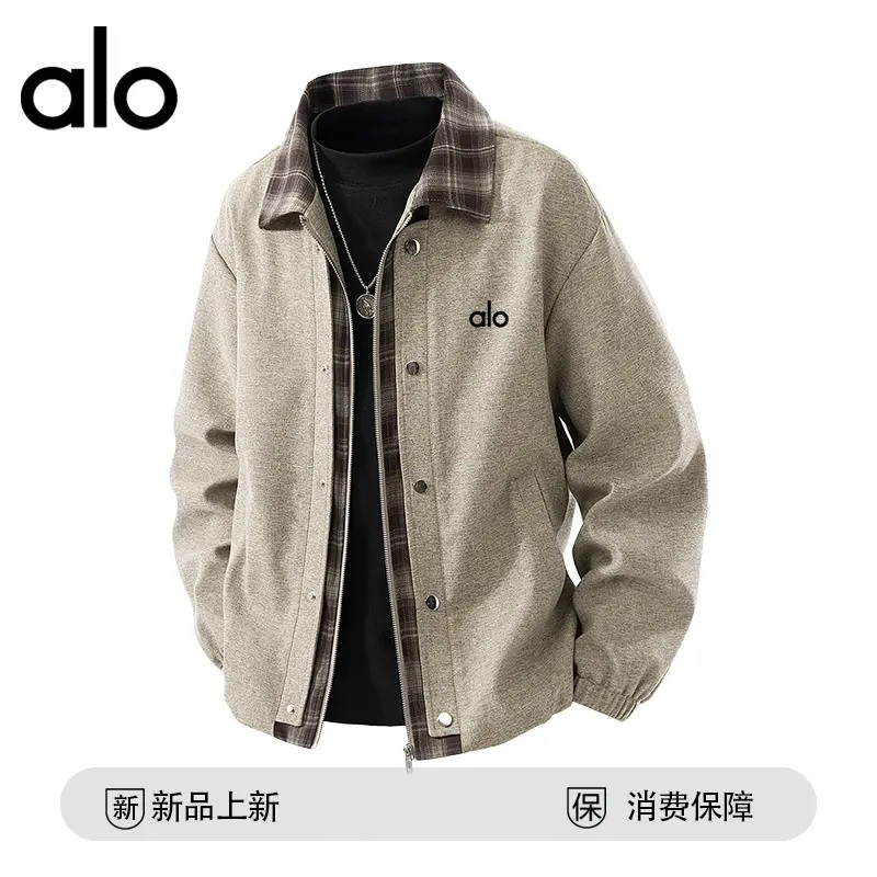 官方奥特莱斯】品牌折扣 春秋季大码格纹拼接夹克潮牌复古外套男