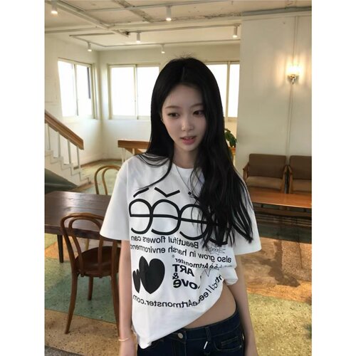 2026美式字母印花宽松短袖T恤女
