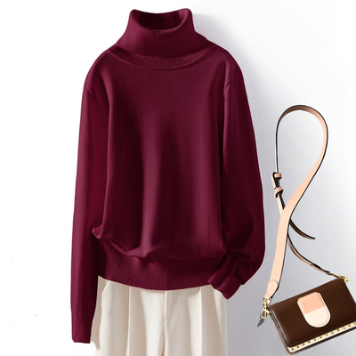 高领毛衣宽松丝光棉打底衫女