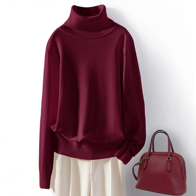 纯色高领毛衣宽松丝光棉打底衫