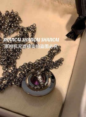 葡萄紫 |SHANCAI立体土星orb项链小众设计锁骨链choker叠戴颈链