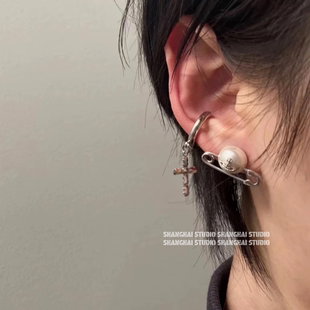 SHNACAI | 回形针耳钉珍珠别针土星耳钉高级感小众百搭耳饰