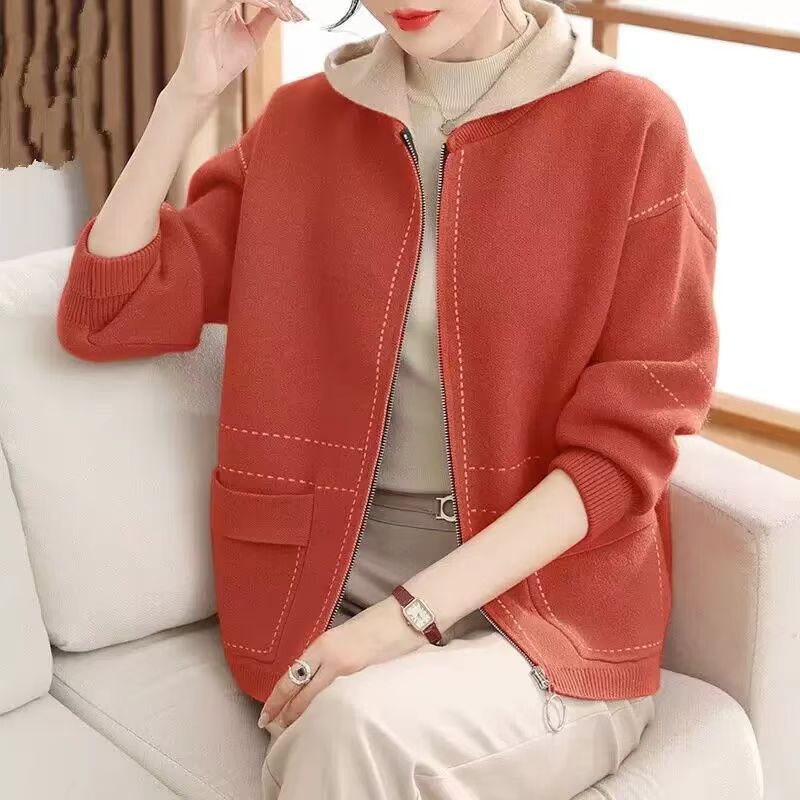 妈妈秋装外套短款连帽上衣服夹克