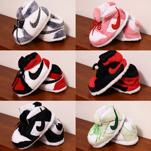 女保暖面包跟棉拖鞋 恶搞情侣A锥大棉鞋 居家外穿搞怪aj毛毛胖胖鞋