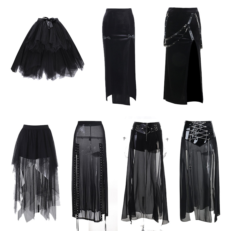 长裙暗黑哥特性感酒吧网纱透明