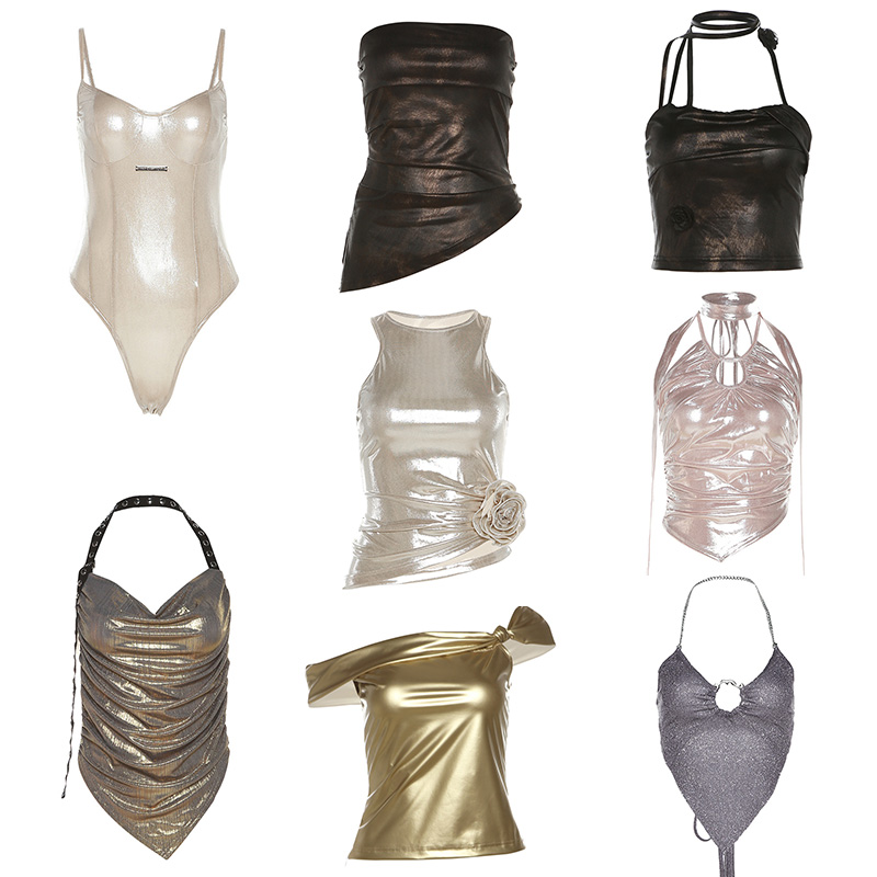 亮面性感漏背吊带辣妹