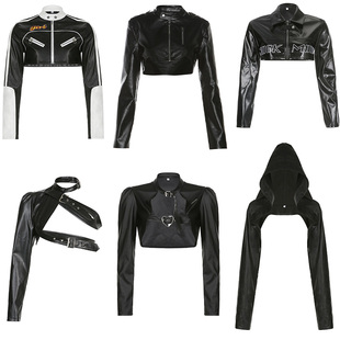 外套帅气机车风夹克 PU长袖 鬼妍JAZZ女团打歌服舞台美式 复古风短款