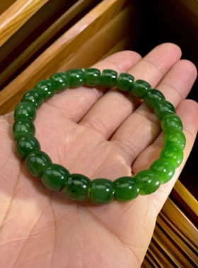 俄碧菠菜绿手串卡10×9mm直切老型珠手链碧玉猕猴桃时尚贵气女款